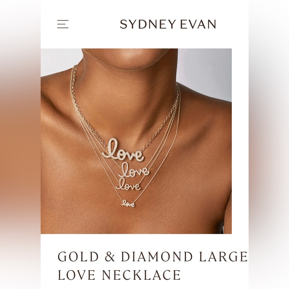 SYDNEY EVAN Large Diamond gold LOVE necklace